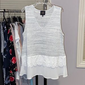 W5 Sleeveless Peplum Shirt Light-Grey Mélange Size Large EUC